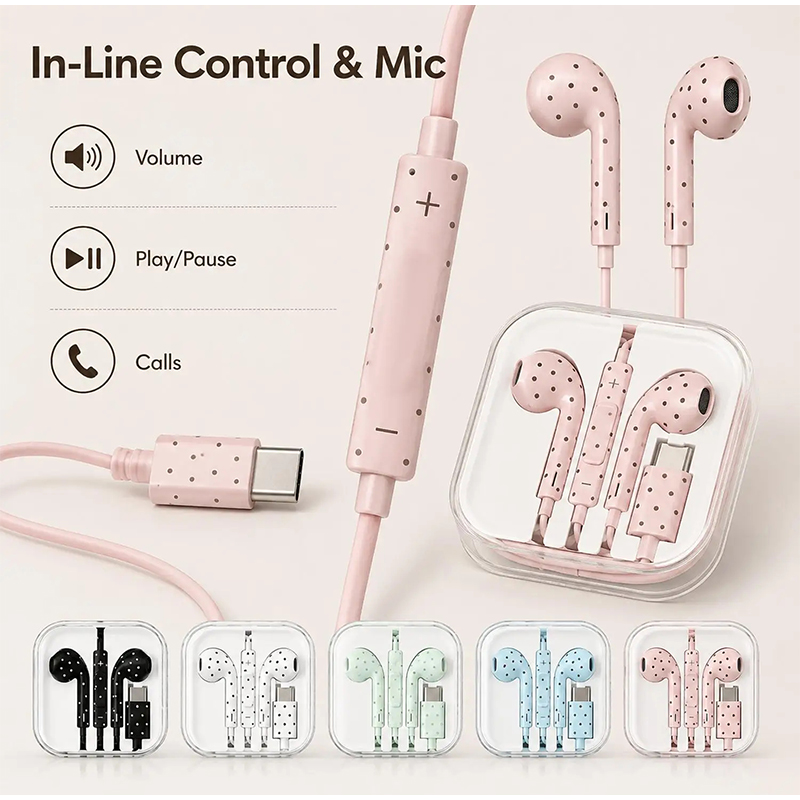 Usb C Earphone - Auricolari Type C con Motivo a